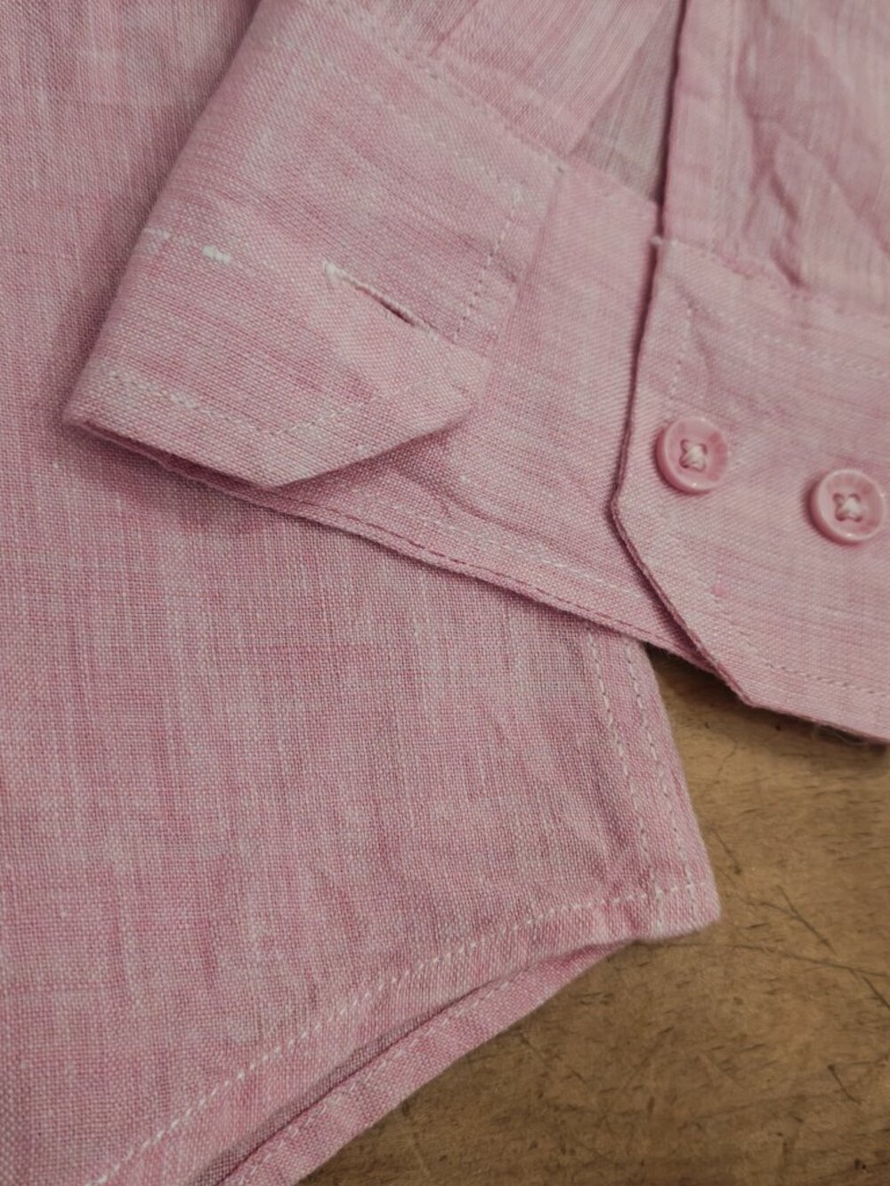 Bohio Pink Structured Linen Long Sleeve Button‑Down Shirt • Men’s Small - Picture 4 of 7